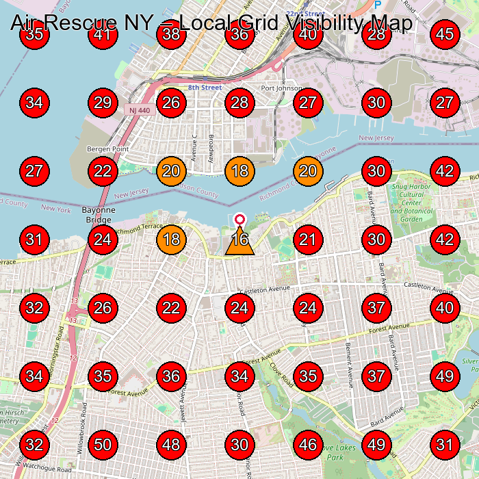 Air Rescue NY GeoGrid visibility map for Hvac Contractor in Elizabeth